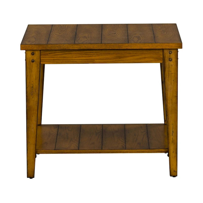 Table de lampe carrée en chêne Lake House