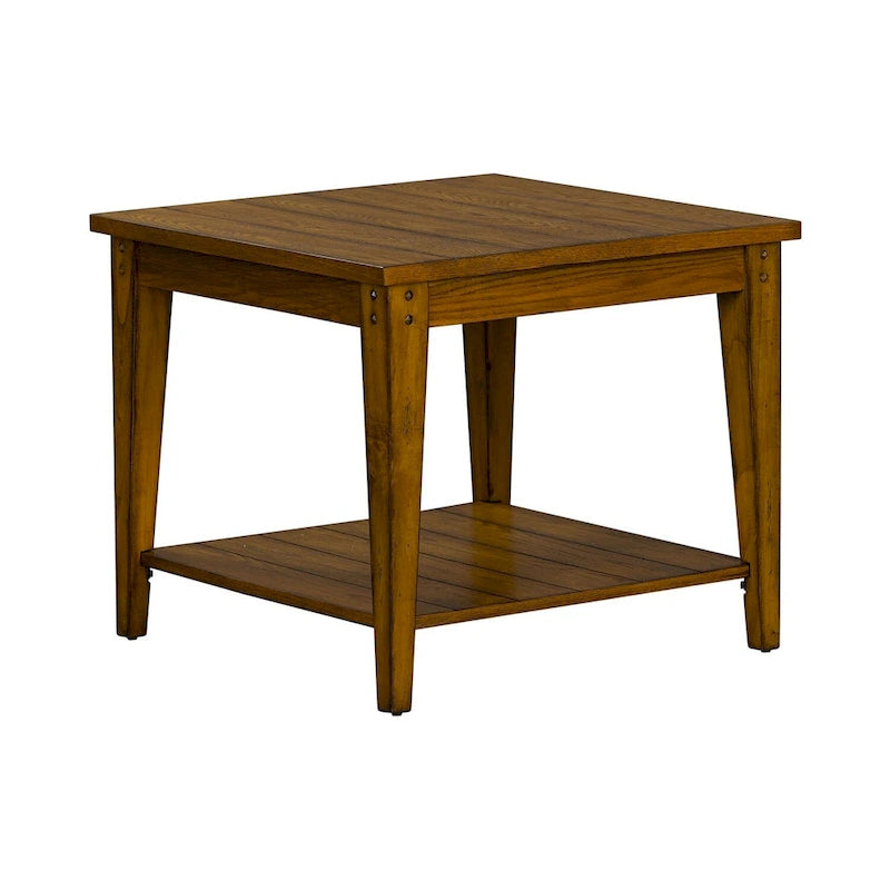 Table de lampe carrée en chêne Lake House