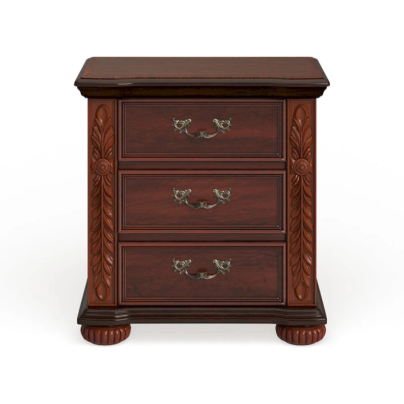 Table de chevet 3 tiroirs en bois massif de cerisier traditionnel par