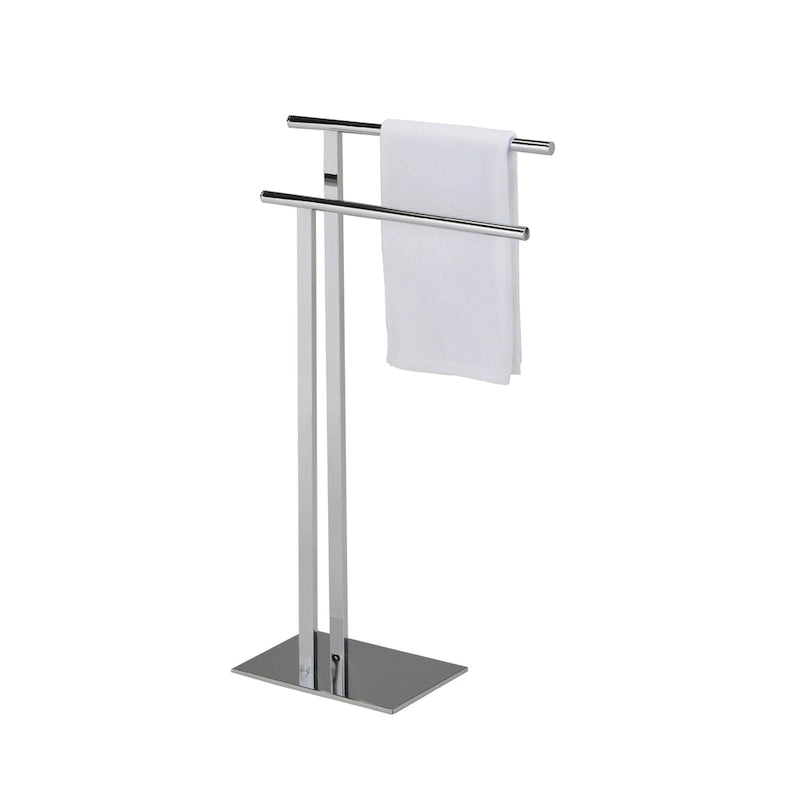 Porte-serviettes de salle de bain sur pied, chrome