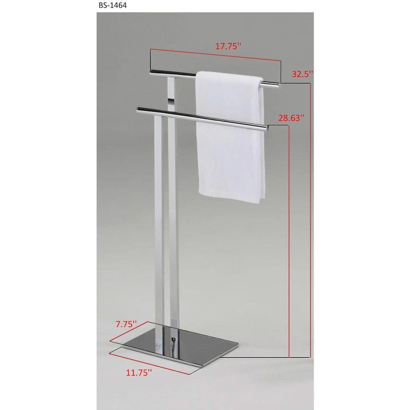 Porte-serviettes de salle de bain sur pied, chrome