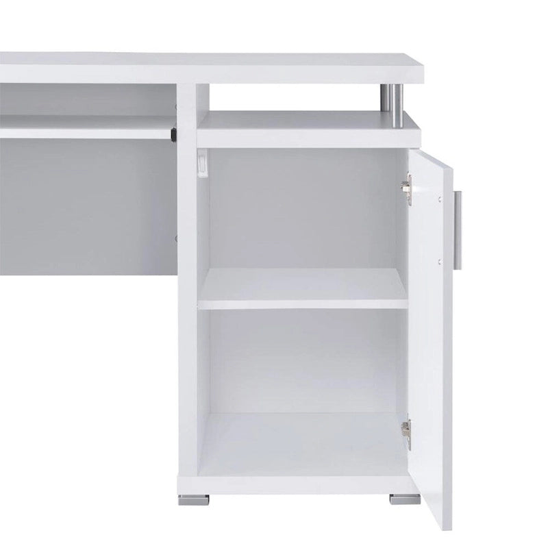 Bureau informatique avec 2 tiroirs et placard, blanc