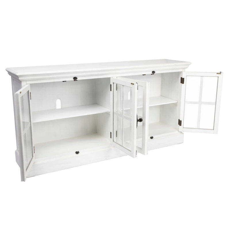 Meuble TV à quatre portes en chêne blanc - 72 x 17 x 36