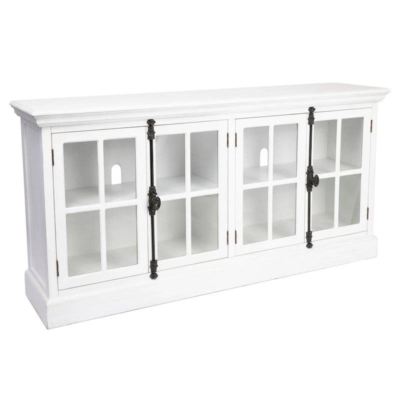 Meuble TV à quatre portes en chêne blanc - 72 x 17 x 36