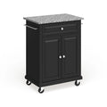 Chariot/îlot compact avec plateau en granit gris et finition noire - 18p x 31L x 35,5H