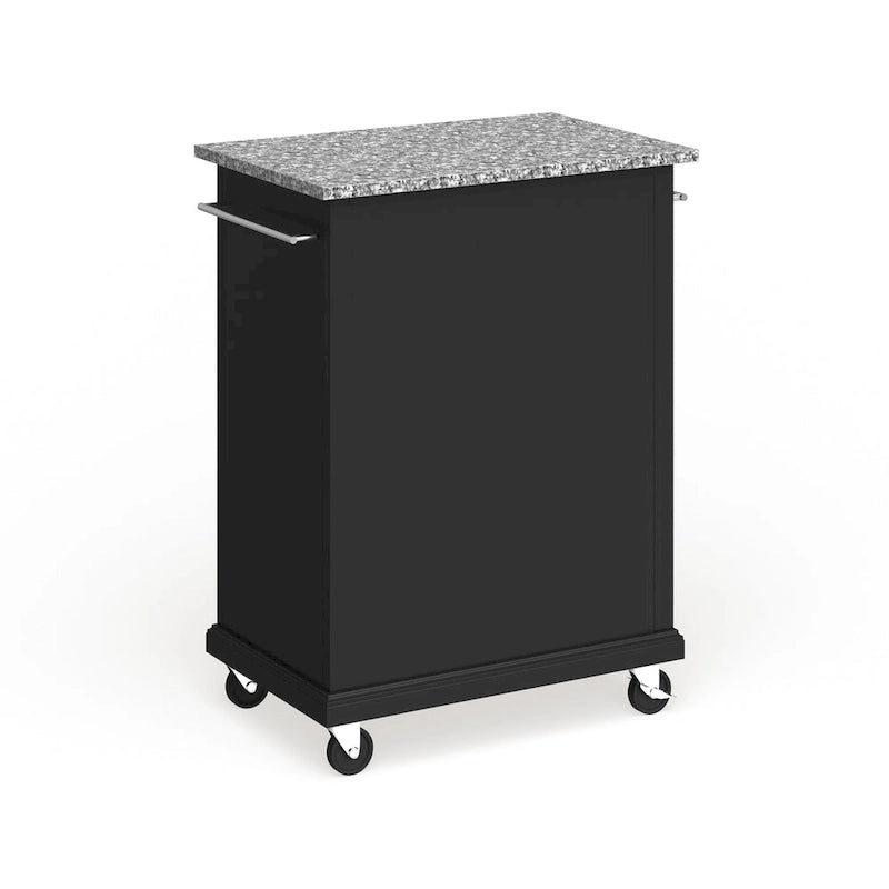 Chariot/îlot compact avec plateau en granit gris et finition noire - 18p x 31L x 35,5H