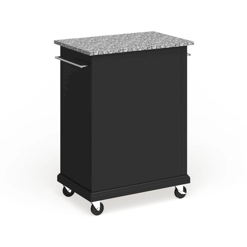 Chariot/îlot compact avec plateau en granit gris et finition noire - 18p x 31L x 35,5H