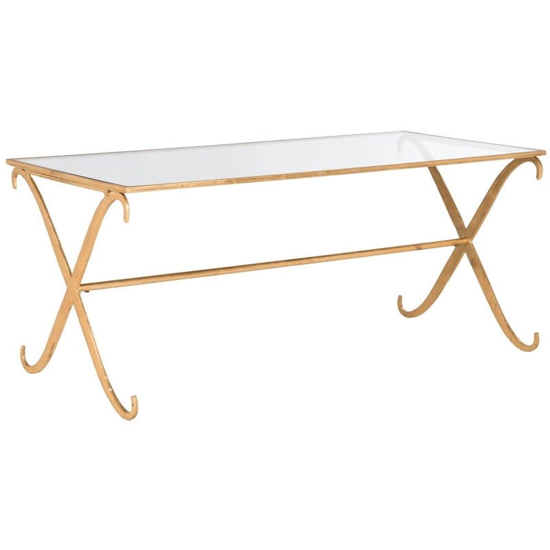 Table basse dorée/plateau en verre trempé - 43 x 20 x 18,3 - 43L x 20P x 18H