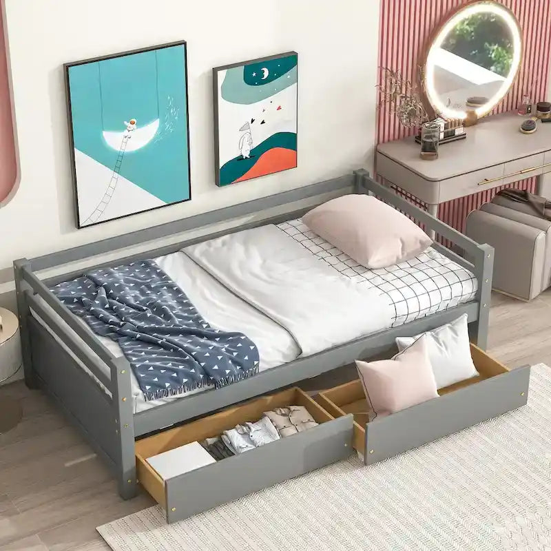 Lit de repos avec deux tiroirs de rangement