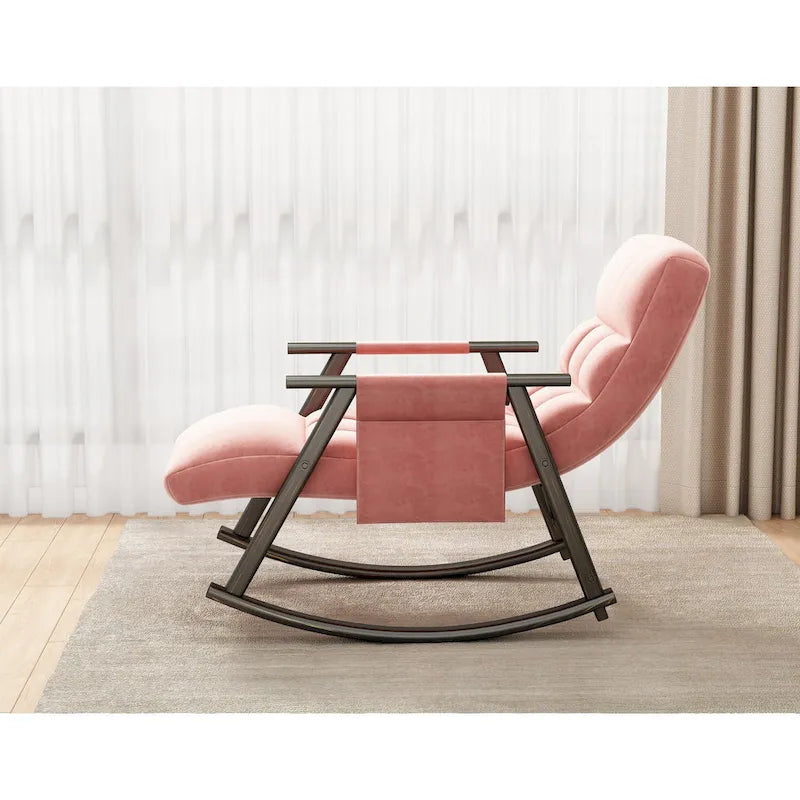 Fauteuil à bascule pliant décontracté, Fauteuil à bascule de salon réglable avec dossier haut et repose-pieds, Poches latérales, Idéal pour le salon et la chambre à coucher