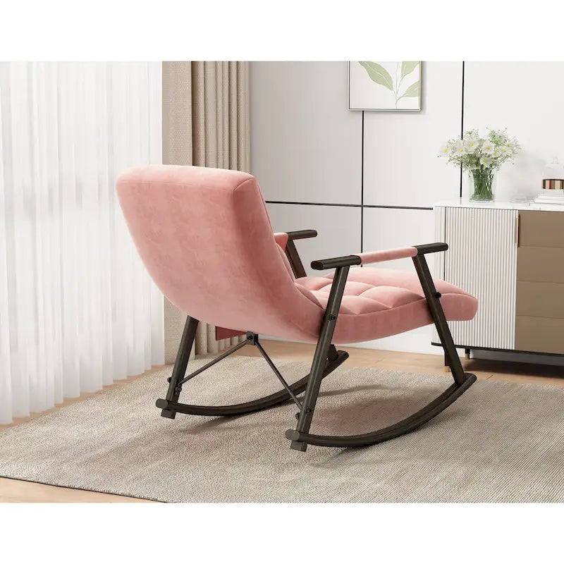 Fauteuil à bascule pliant décontracté, Fauteuil à bascule de salon réglable avec dossier haut et repose-pieds, Poches latérales, Idéal pour le salon et la chambre à coucher