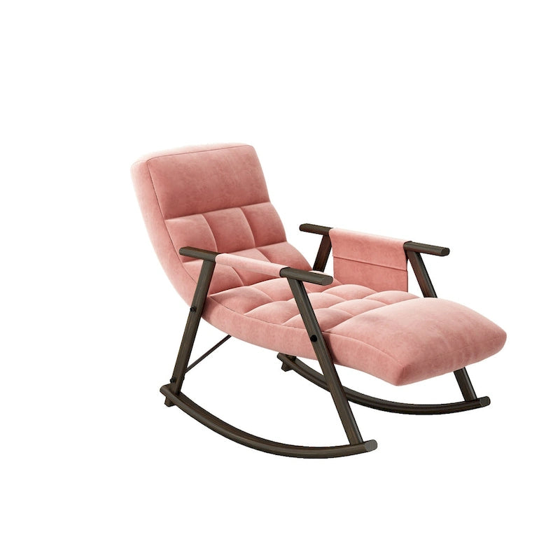 Fauteuil à bascule pliant décontracté, Fauteuil à bascule de salon réglable avec dossier haut et repose-pieds, Poches latérales, Idéal pour le salon et la chambre à coucher