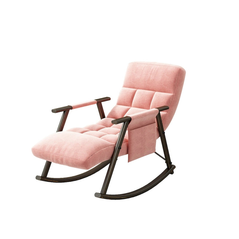 Fauteuil à bascule pliant décontracté, Fauteuil à bascule de salon réglable avec dossier haut et repose-pieds, Poches latérales, Idéal pour le salon et la chambre à coucher