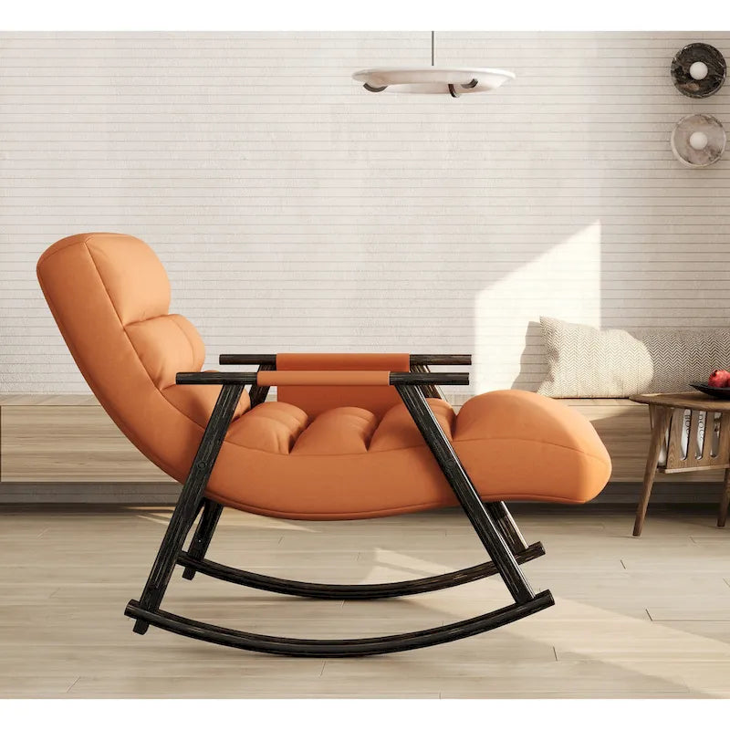 Fauteuil à bascule pliant décontracté, Fauteuil à bascule de salon réglable avec dossier haut et repose-pieds, Poches latérales, Idéal pour le salon et la chambre à coucher