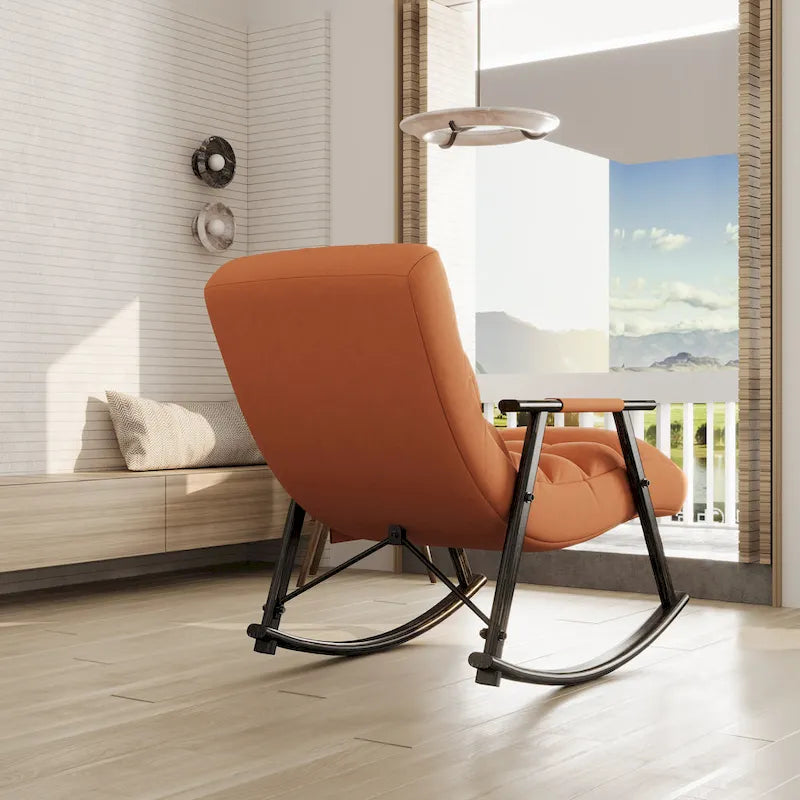 Fauteuil à bascule pliant décontracté, Fauteuil à bascule de salon réglable avec dossier haut et repose-pieds, Poches latérales, Idéal pour le salon et la chambre à coucher