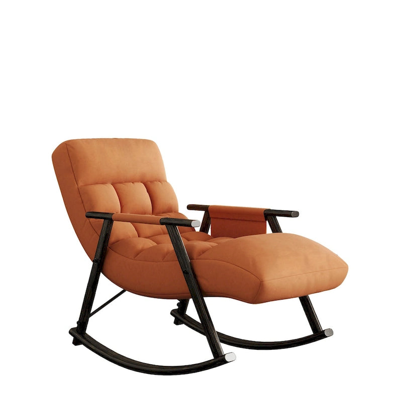 Fauteuil à bascule pliant décontracté, Fauteuil à bascule de salon réglable avec dossier haut et repose-pieds, Poches latérales, Idéal pour le salon et la chambre à coucher