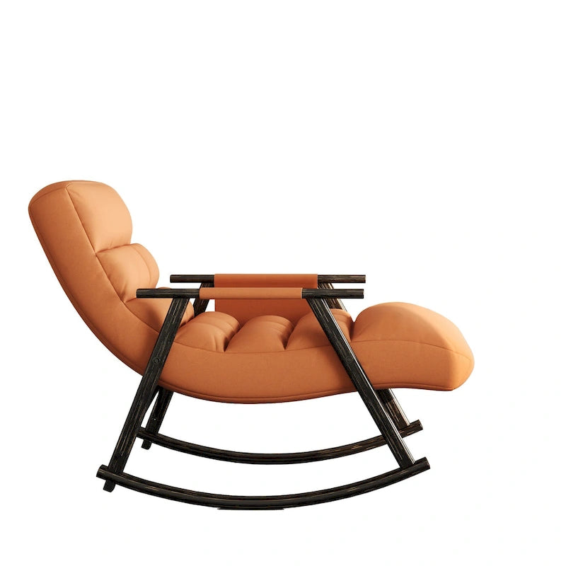 Fauteuil à bascule pliant décontracté, Fauteuil à bascule de salon réglable avec dossier haut et repose-pieds, Poches latérales, Idéal pour le salon et la chambre à coucher