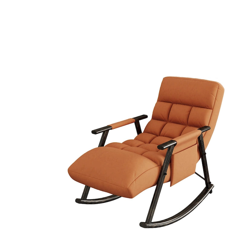 Fauteuil à bascule pliant décontracté, Fauteuil à bascule de salon réglable avec dossier haut et repose-pieds, Poches latérales, Idéal pour le salon et la chambre à coucher
