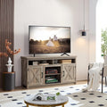 Meuble TV/Console multimédia de style campagnard avec porte de grange, pour téléviseurs jusqu'à 65 pouces, avec espaces de rangement ouverts et fermés