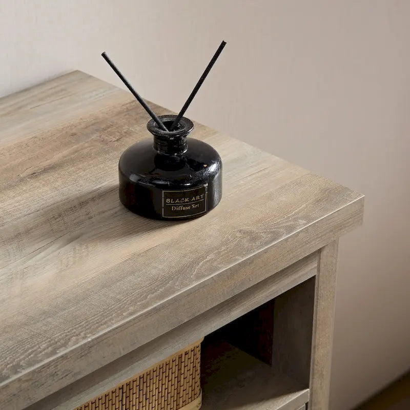 Meuble TV/Console multimédia de style campagnard avec porte de grange, pour téléviseurs jusqu'à 65 pouces, avec espaces de rangement ouverts et fermés
