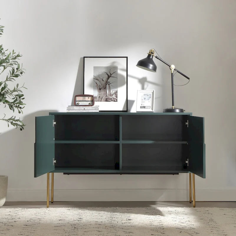 Console de buffet vert avec rangement, buffet pour salon et cuisine – 122,9 cm