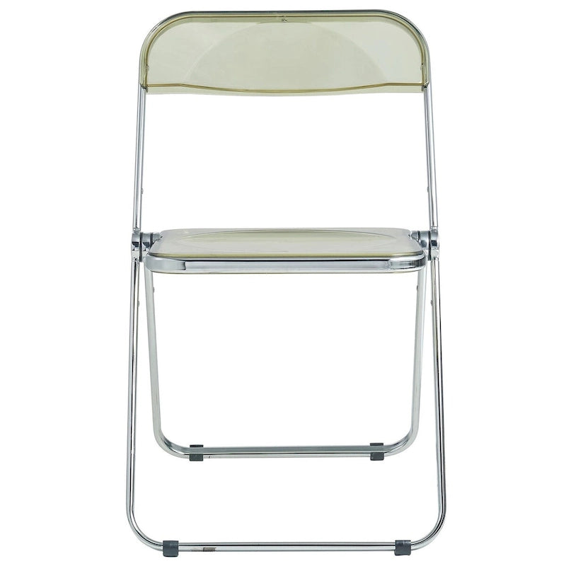 Quatre chaises de salle à manger pliantes en acrylique, cadre chromé