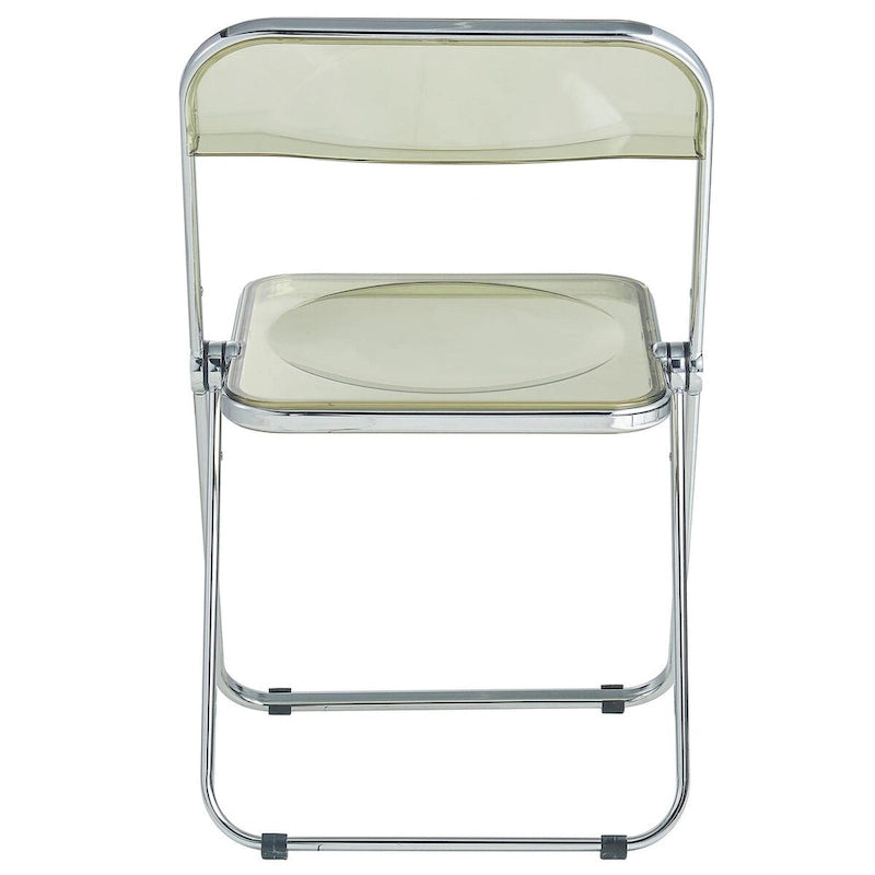 Quatre chaises de salle à manger pliantes en acrylique, cadre chromé