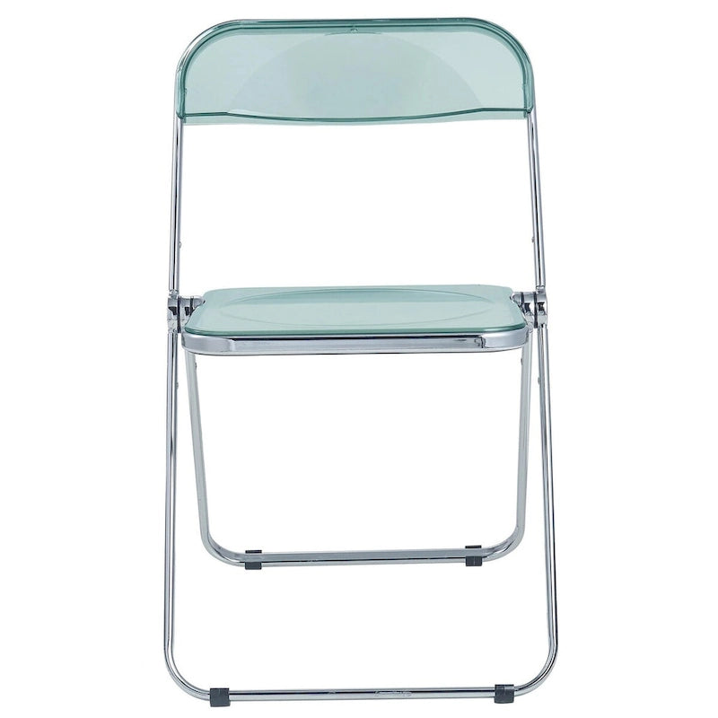Quatre chaises de salle à manger pliantes en acrylique, cadre chromé