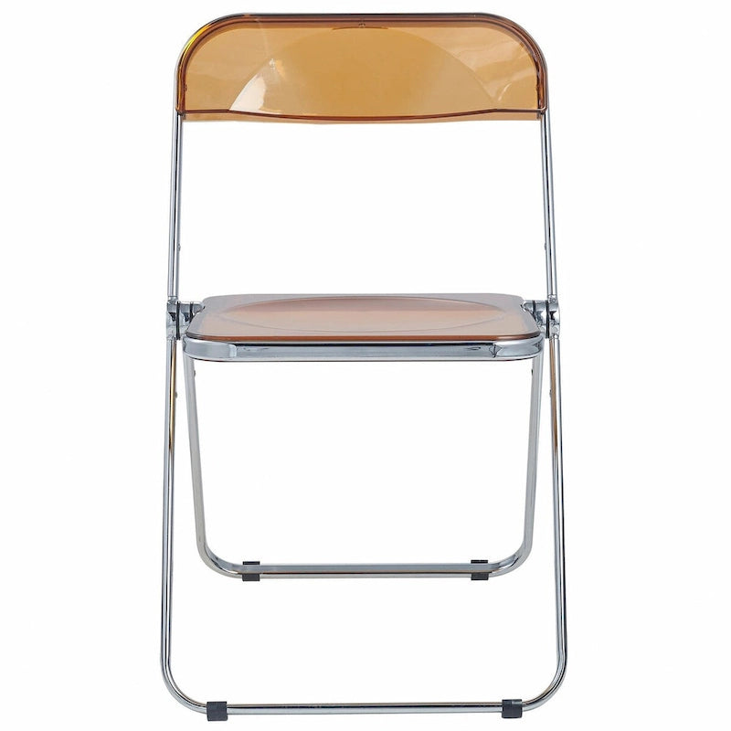 Quatre chaises de salle à manger pliantes en acrylique, cadre chromé