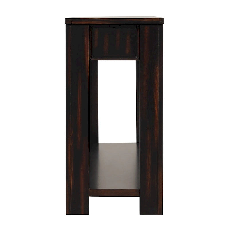 Console en bois de pin de 63 po avec 4 tiroirs et 1 tablette inférieure