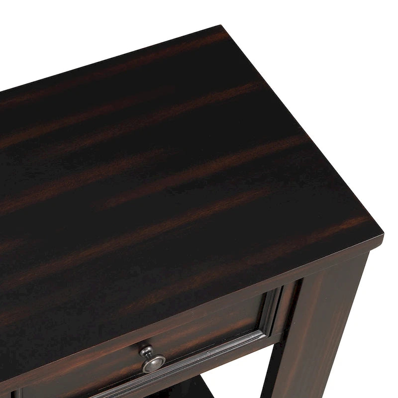Console en bois de pin de 63 po avec 4 tiroirs et 1 tablette inférieure
