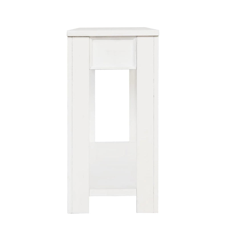 Console en bois de pin de 63 po avec 4 tiroirs et 1 tablette inférieure