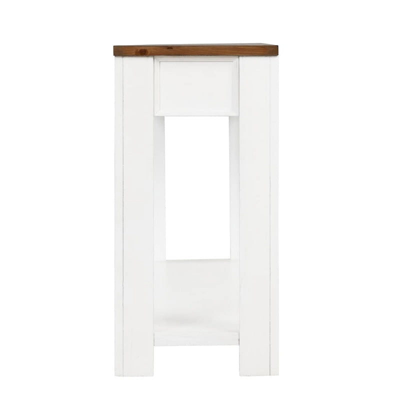 Console en bois de pin de 63 po avec 4 tiroirs et 1 tablette inférieure