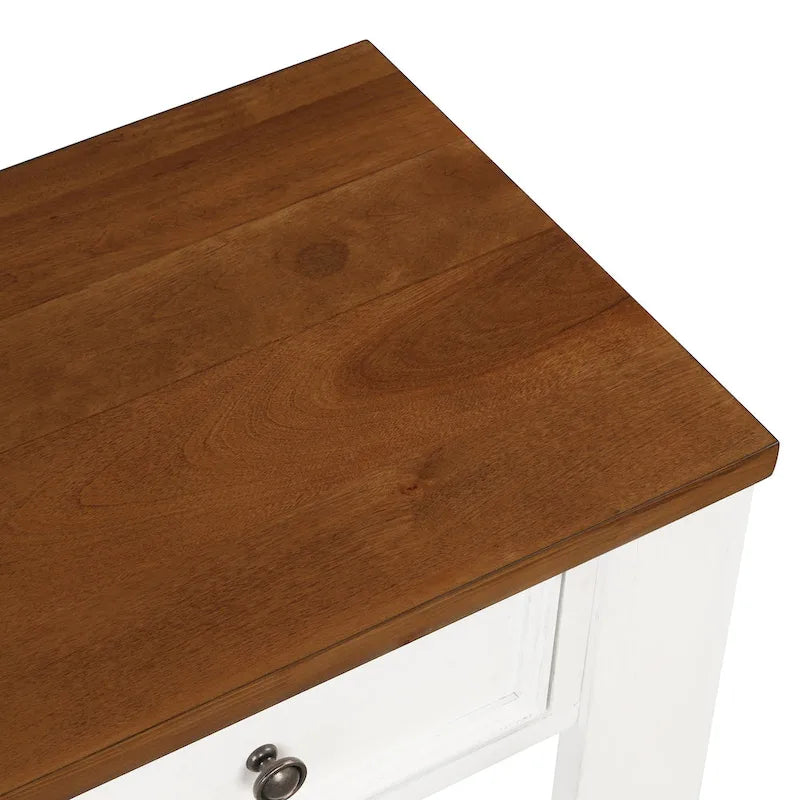 Console en bois de pin de 63 po avec 4 tiroirs et 1 tablette inférieure