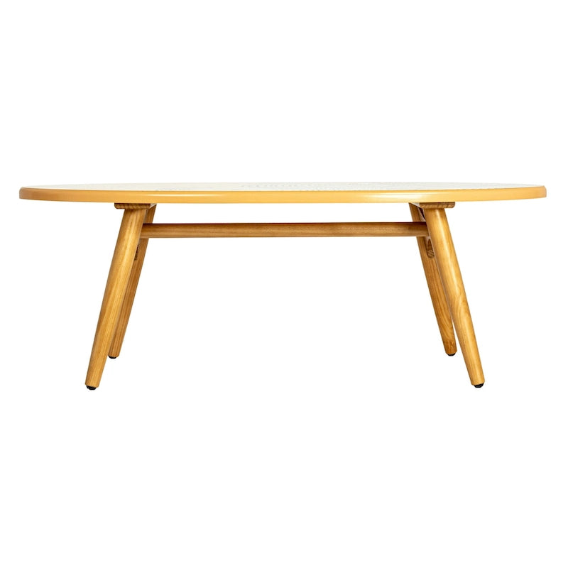 Table basse ovale planche de surf rayée, multicolore