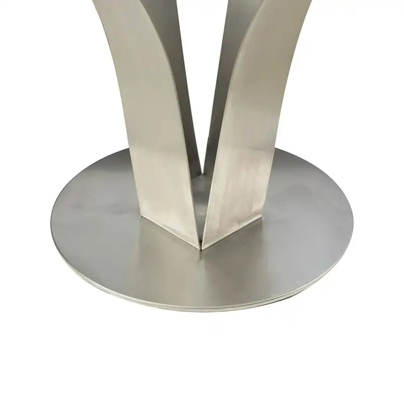 Table à manger de 48 pouces avec plateau en verre rond et base en métal, chrome
