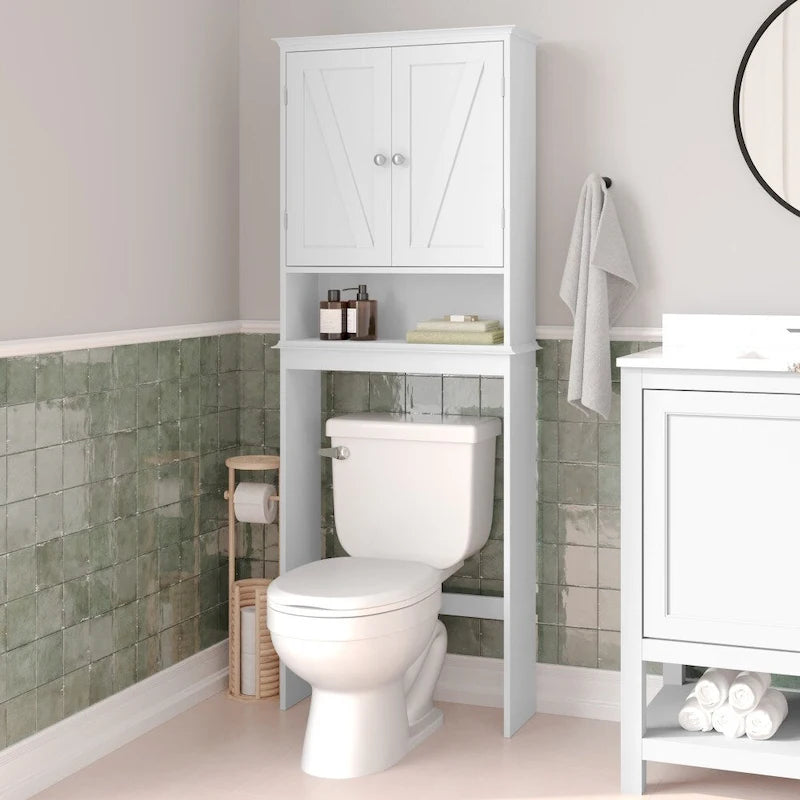 Meuble de rangement pour cabinet de toilette de ferme marron avec 2 étagères