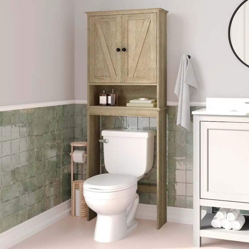 Meuble de rangement pour cabinet de toilette de ferme marron avec 2 étagères