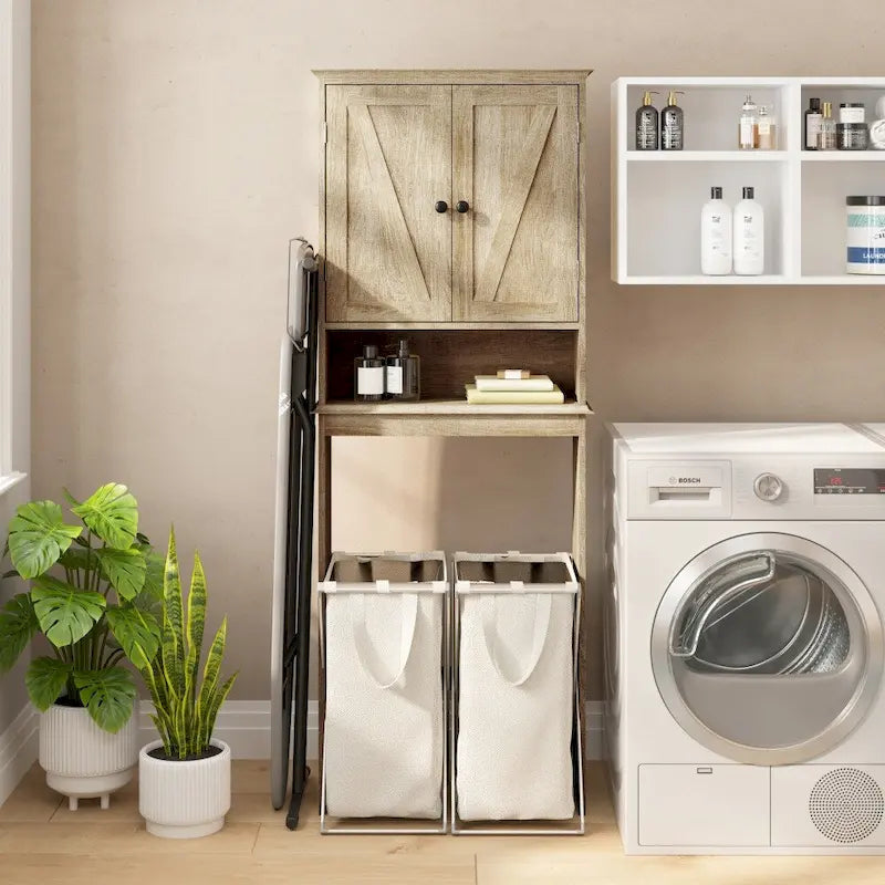 Meuble de rangement pour cabinet de toilette de ferme marron avec 2 étagères