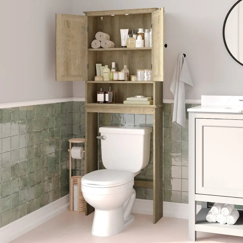 Meuble de rangement pour cabinet de toilette de ferme marron avec 2 étagères