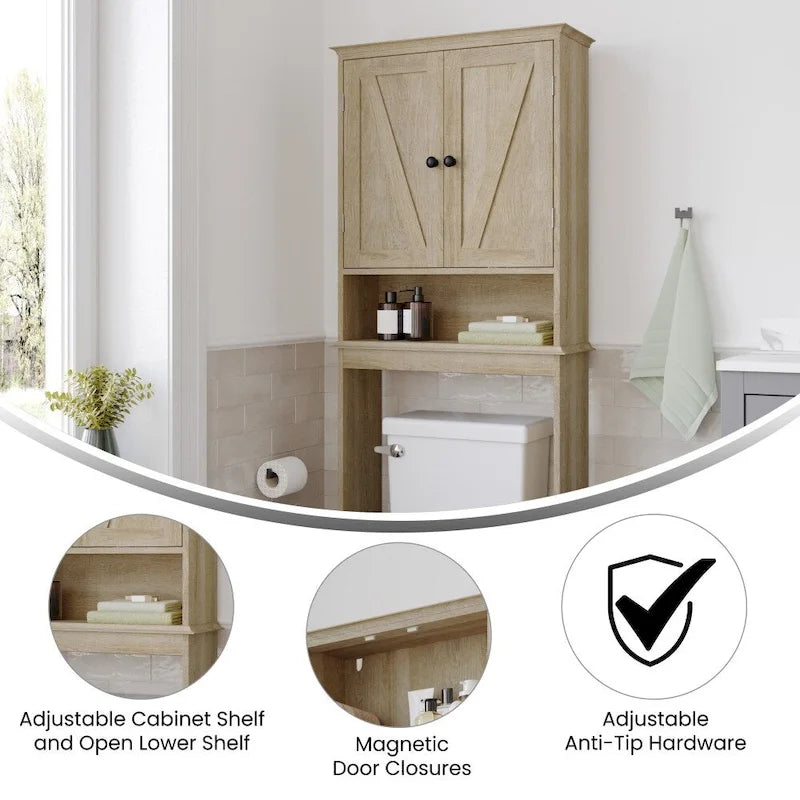 Meuble de rangement pour cabinet de toilette de ferme marron avec 2 étagères