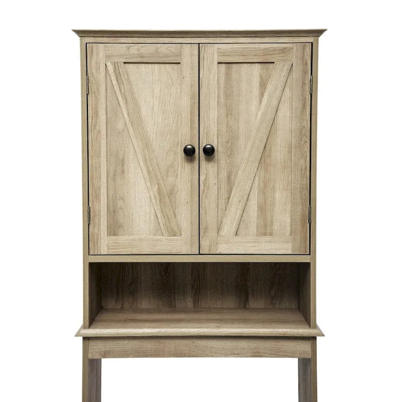 Meuble de rangement pour cabinet de toilette de ferme marron avec 2 étagères