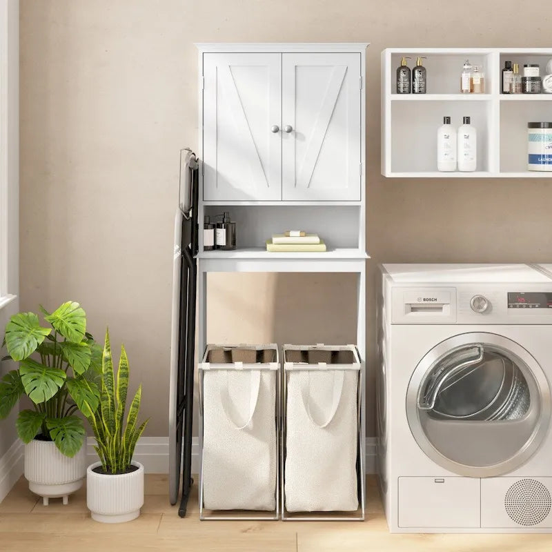 Meuble de rangement pour cabinet de toilette de ferme marron avec 2 étagères