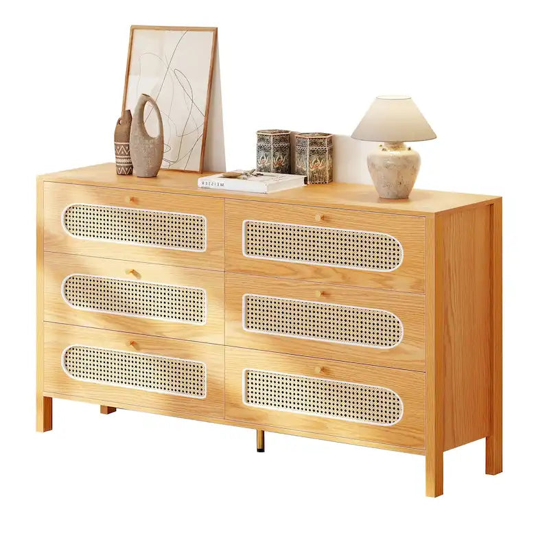 Commode double en rotin à 6 tiroirs Meuble de rangement